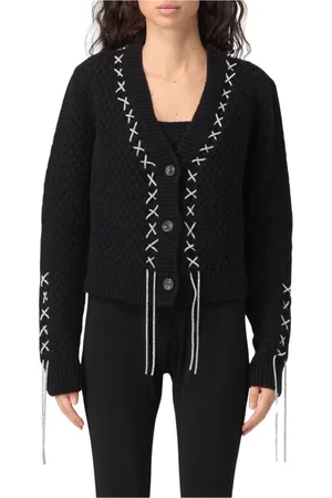 GIUSEPPE DI MORABITO Truien, Dames, Zwart, S, Zwarte Chunky Gebreide Coltrui