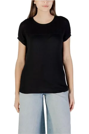 Street one Tops, Dames, Zwart, M, Ajour Gebreide Korte Mouw Top