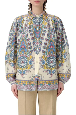 Etro Blouses & Shirts, Dames, Veelkleurig, M, Katoen, Witte Paisley Katoenen Overhemd