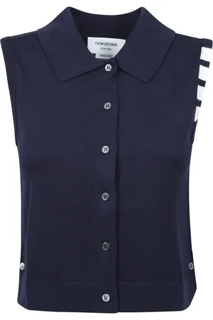 Thom Browne Truien, Dames, Blauw, XS, Katoen, Tijdloze luxe trui met kenmerkende emblemen