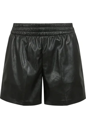 ANINE BING Korte broeken, Dames, Zwart, M, Leer, Vegan leren Kam shorts