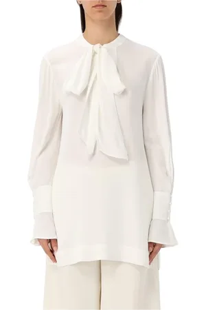 Twin-Set Blouses & Shirts, Dames, Wit, 2Xl, Elegante Zijden Strik Blouse