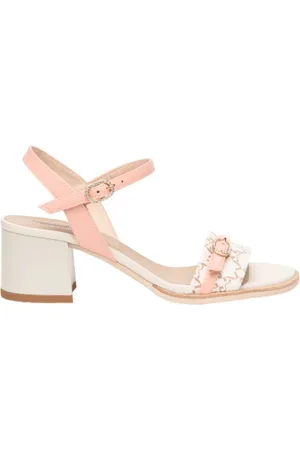 Nero Giardini Schoenen, Dames, Roze, 37 EU, Leer, Roze Blokhak Sandalen