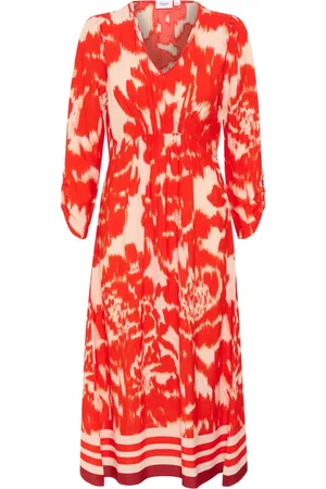 Saint Tropez Kleedjes, Dames, Rood, S, Kleurrijke Water Blooms Jurk