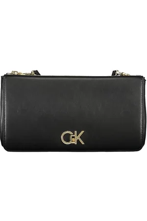 Calvin Klein Tassen, Dames, Zwart, ONE Size, Polyester, Zwarte Polyester Schoudertas met Logo