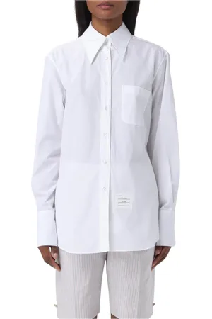Thom Browne Blouses & Shirts, Dames, Wit, XS, Katoen, Klassieke Katoenen Poplin Overhemd