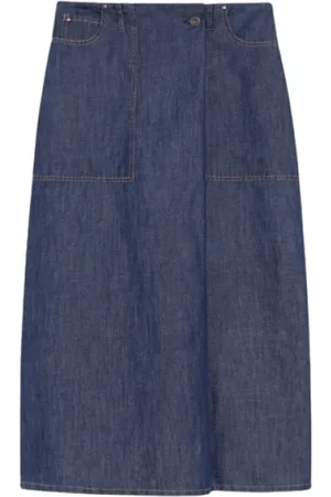Max Mara Rokken, Dames, Blauw, 2Xs, Denim, Blauwe Denim Lange Rok met Riem