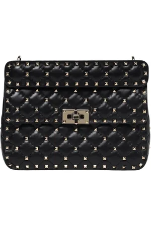 VALENTINO GARAVANI Tassen, Dames, Zwart, ONE Size, Leer, Gewatteerde leren schoudertas