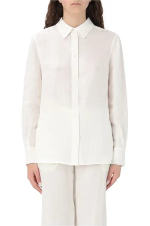 LARDINI Blouses & Shirts, Dames, Wit, M, Leer, Witte Klassieke Getailleerde Overhemd