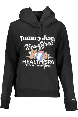 Tommy Hilfiger Sweatshirts & Hoodies, Dames, Zwart, L, Zwarte hoodie met print en borduursel