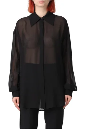 GENNY Blouses & Shirts, Dames, Zwart, L, Zijden Blouse Lange Mouwen