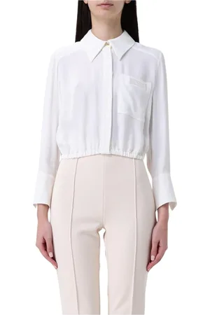 Elisabetta Franchi Blouses & Shirts, Dames, Wit, M, Elegante Ivoor Zijden Blouse