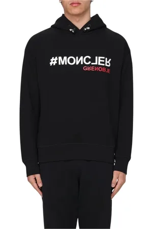 Moncler Sweatshirts & Hoodies, Heren, Zwart, XL, Logo Print Sweatshirt