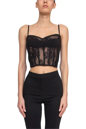 Pinko Tops, Dames, Zwart, XS, Zwarte Cady Bustier Damesmode