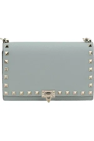VALENTINO GARAVANI Tassen, Dames, Grijs, ONE Size, Zwarte Rockstud Schoudertas Clutch