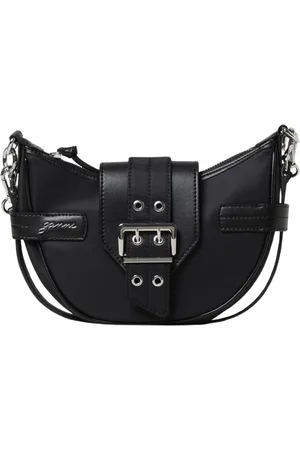 Ganni Tassen, Dames, Zwart, ONE Size, Leer, Stijlvolle Mini Saddle Bag met gespsluiting