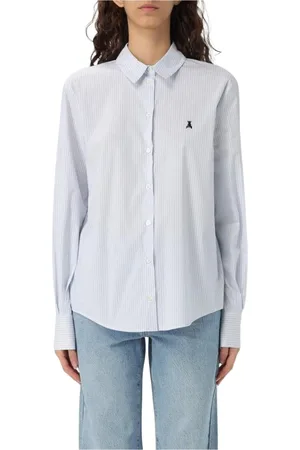Patrizia Pepe Blouses & Shirts, Dames, Wit, XS, Katoen, Blauw Gestreept Relaxte Shirt