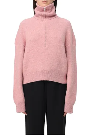 Nanushka Truien, Dames, Roze, M, Roze Mock Neck Sweater Gebreide kleding