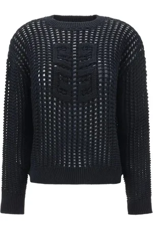 Givenchy Truien, Dames, Zwart, S, Kasjmier, Gewatteerde Gebreide Kasjmier Trui Iconisch Logo