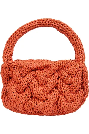 J.W.Anderson Tassen, Dames, Oranje, ONE Size, Leer, Handgemaakte leren gevlochten handtas