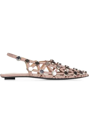 The Attico Schoenen, Dames, , 41 EU, Leer, Ballerina`s met Spiegel Studs