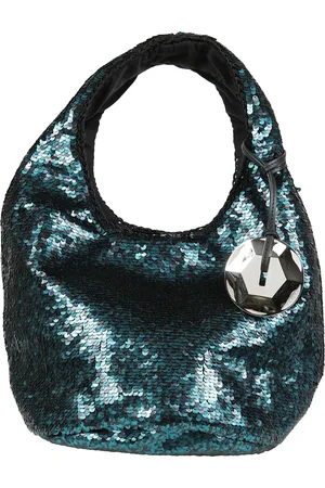 J.W.Anderson Tassen, Dames, Groen, ONE Size, Pailletten, Paillet Shopper Handtas met Metalen Bedel