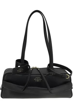 Balenciaga Tassen, Dames, Zwart, ONE Size, Stijlvolle Bowling Schoudertas met Gouden Hardware