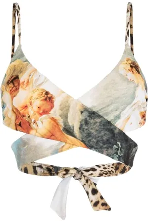 Roberto Cavalli Badkleding, Dames, Veelkleurig, M, Omkeerbare Grafische Bikini Top