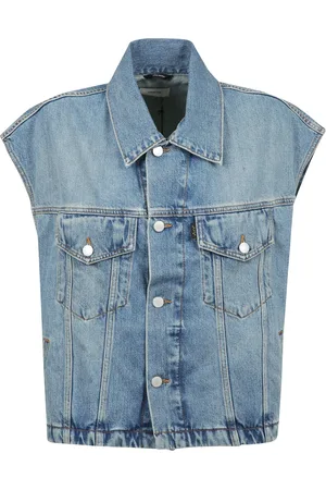 haikure Jassen, Dames, Blauw, S, Oversized Front Button Gilet Jacket