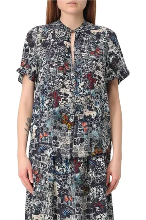 Zadig & Voltaire Blouses & Shirts, Dames, Veelkleurig, S, Zijden Blouse met Vlinderprint