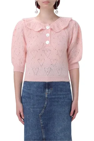 Alessandra Rich Truien, Dames, Roze, XS, Roze versierde gebreide vest