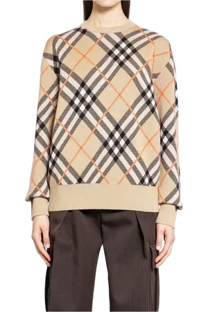 Burberry Truien, Dames, , XS, Wol, Handtekening Check Wolmix Sweater