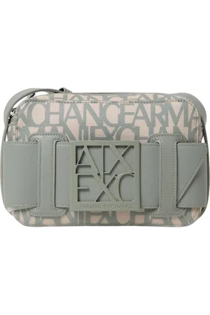 Armani Exchange Tassen, Dames, Groen, ONE Size, Leer, Logo Gesp Crossbody Tas Stijlvol Praktisch
