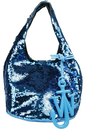J.W.Anderson Tassen, Dames, Blauw, ONE Size, Pailletten, Paillet Shopper Handtas met Verborgen Magnetische Sluiting