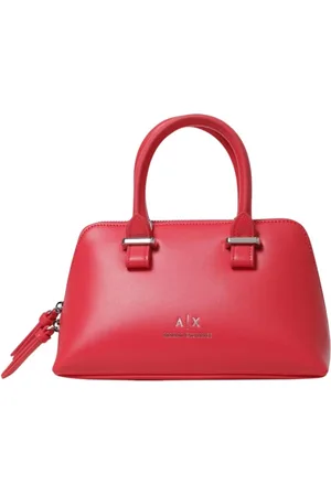 Armani Exchange Tassen, Dames, Rood, ONE Size, Zwarte Satchel Schoudertas