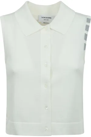 Thom Browne Tops, Dames, Wit, XS, Tijdloze luxe trui met kenmerkende emblemen