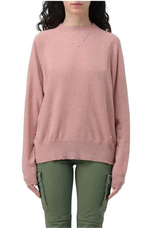 Woolrich Truien, Dames, Roze, S, Kasjmier, Roze Cashmere Crew Neck Sweater