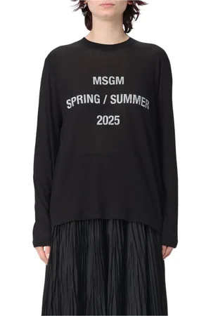 Msgm Tops, Dames, Zwart, M, Stijlvol Grafisch Print Casual T-shirt