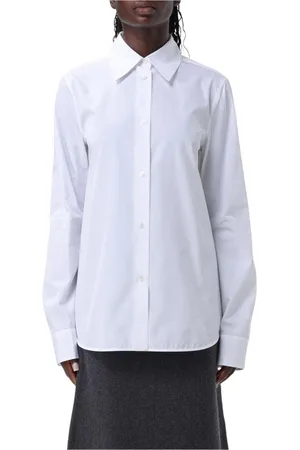 Jil Sander Blouses & Shirts, Dames, Wit, 2Xs, Witte Poplin Overhemd Relaxte Pasvorm