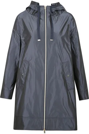 HERNO Mantels, Dames, Blauw, M, Waterdichte Jas met Capuchon en Dubbele Rits