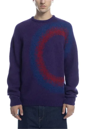 Pop Trading Company Truien, Heren, Paars, S, Wol, Gradient Gebreide Crewneck Sweater Mysterioso