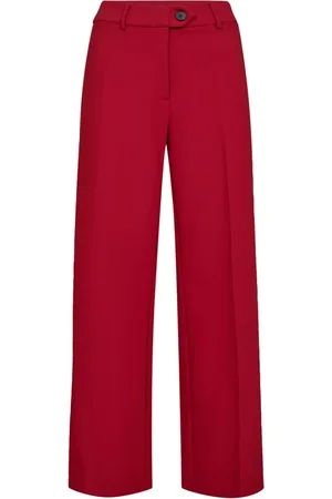 Co`Couture Broeken, Dames, Rood, S, Wijde Pijp Vlam Broek