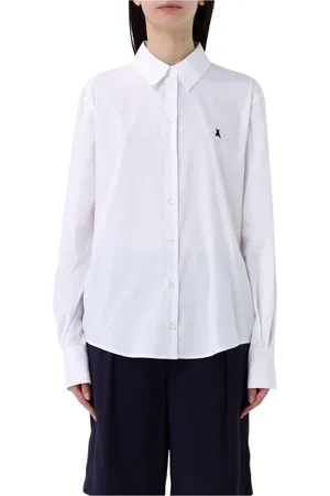 Patrizia Pepe Blouses & Shirts, Dames, Wit, XS, Katoen, Blauwe Poplin Overhemd Klassiek Ontwerp