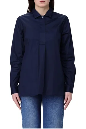FAY Blouses & Shirts, Dames, Blauw, M, Witte Poplin Blouse voor Vrouwen