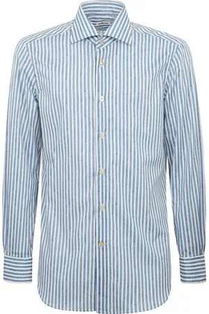 Kiton Overhemden, Heren, Blauw, 2Xl, Katoen, Regular Fit Frans Kraag Patroon Overhemd