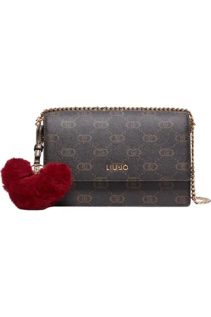 Liu Jo Tassen, Dames, Bruin, ONE Size, Logo Charm Schoudertas