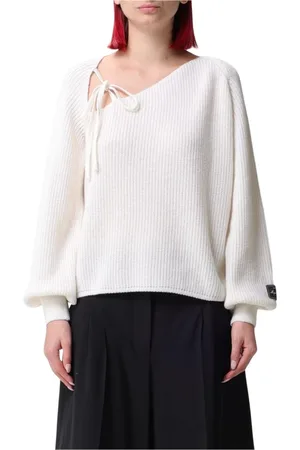 Msgm Truien, Dames, Wit, L, Wol, Luxe Fuchsia Gebreide Trui