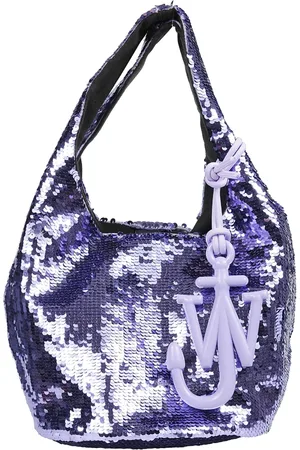 J.W.Anderson Tassen, Dames, Paars, ONE Size, Pailletten, Paillet Shopper Handtas met Verborgen Magneetsluiting