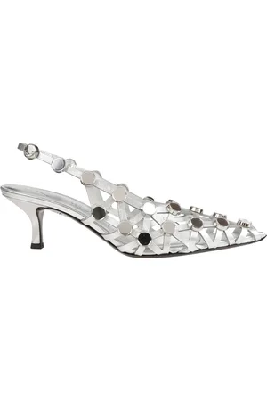 The Attico Schoenen, Dames, Grijs, 36 EU, Grid Pumps met achterband en elastische hielband