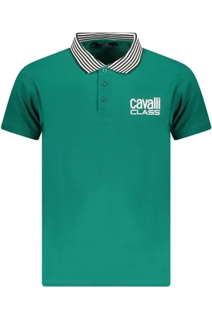 Roberto Cavalli Tops, Heren, Groen, 2Xl, Katoen, Groen Katoenen Polo Shirt Klassiek Ontwerp